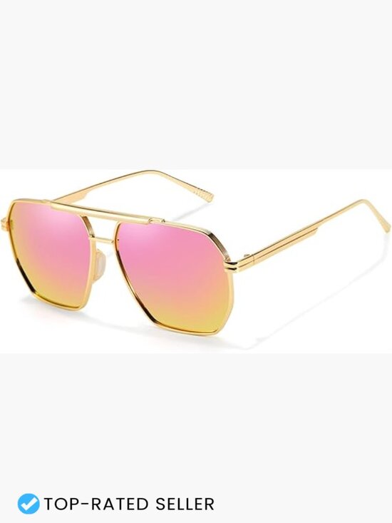 Oversized Aviator Sunglasses Square Metal Frame Polarized UV Protection main image 4
